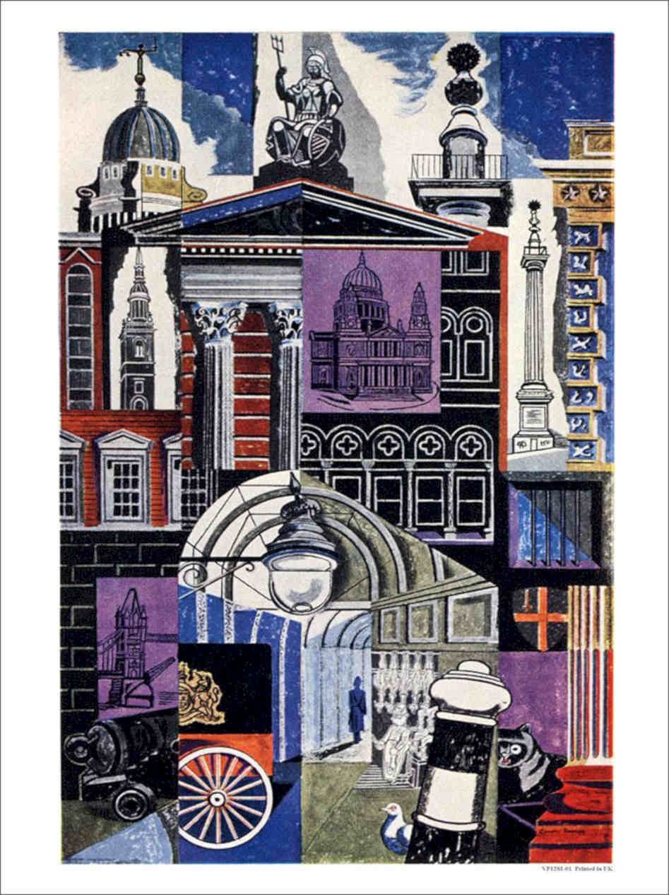 London Landmarks 1950s Illustration Vintage Retro Advert Poster A4 Photo Print