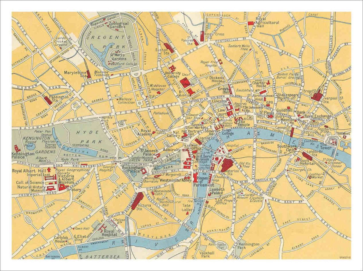 London Map Vintage Retro Advert Poster A4 Photo Print