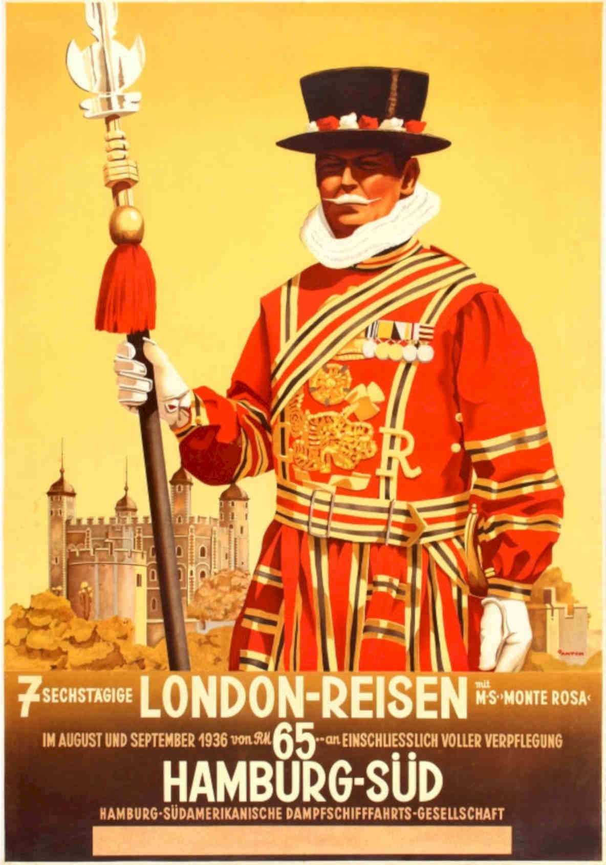 London Reise Monte Vintage Retro Advert Poster A4 Photo Print