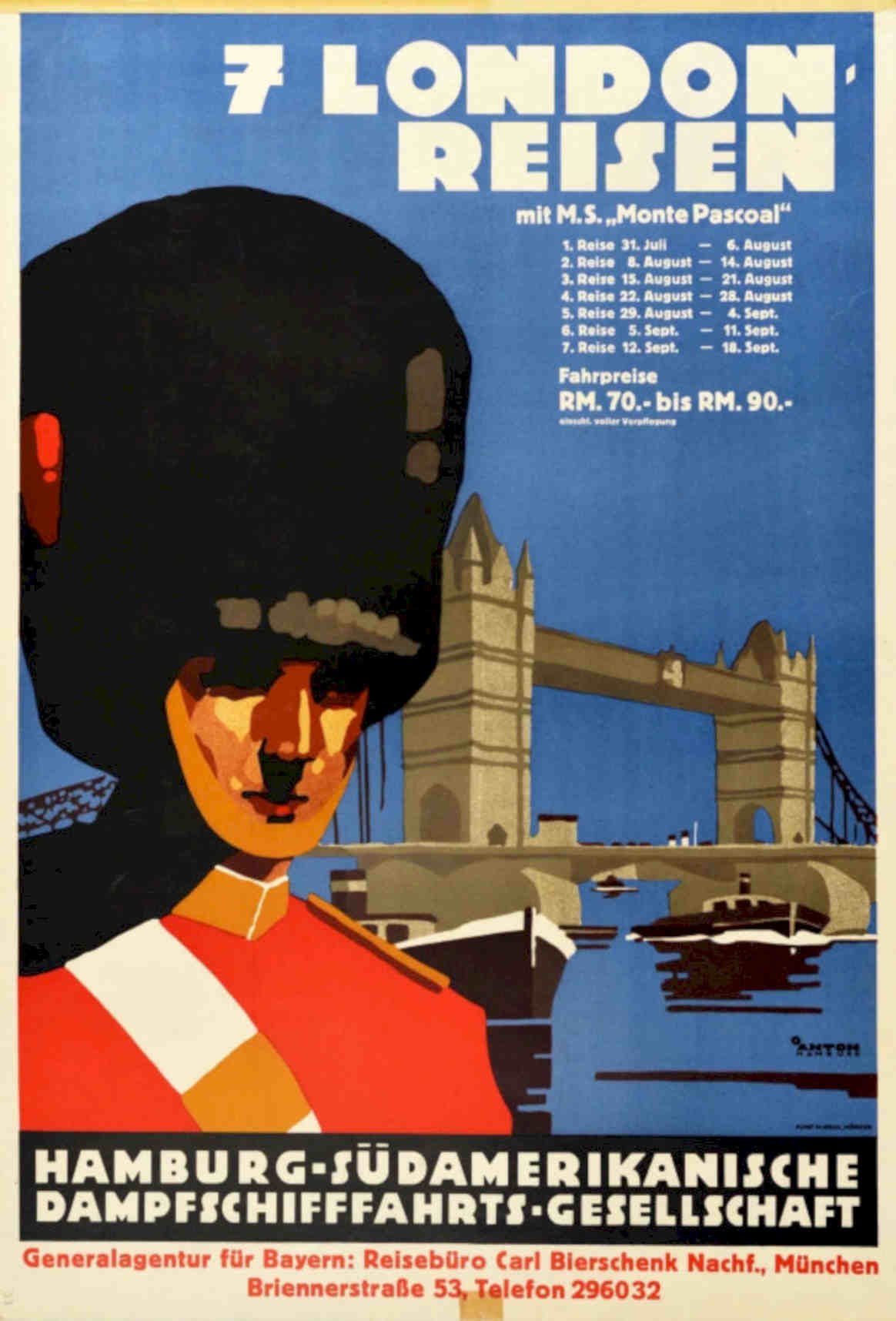 London Reisen Guardsman Vintage Retro Advert Poster A4 Photo Print
