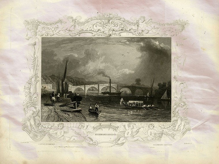 London Richmond Bridge England Tombleson Winkles 1835 Vintage A4 Photo Print