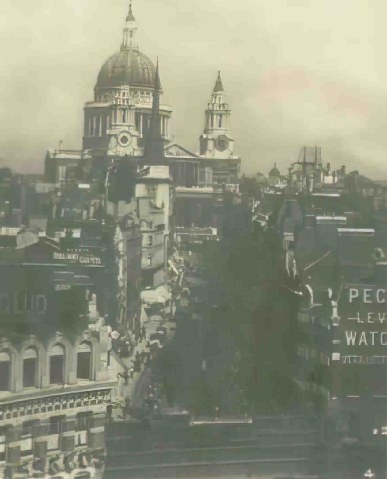 London St Pauls Cathedral and Ludgate Hill Vintage A4 Photo Print