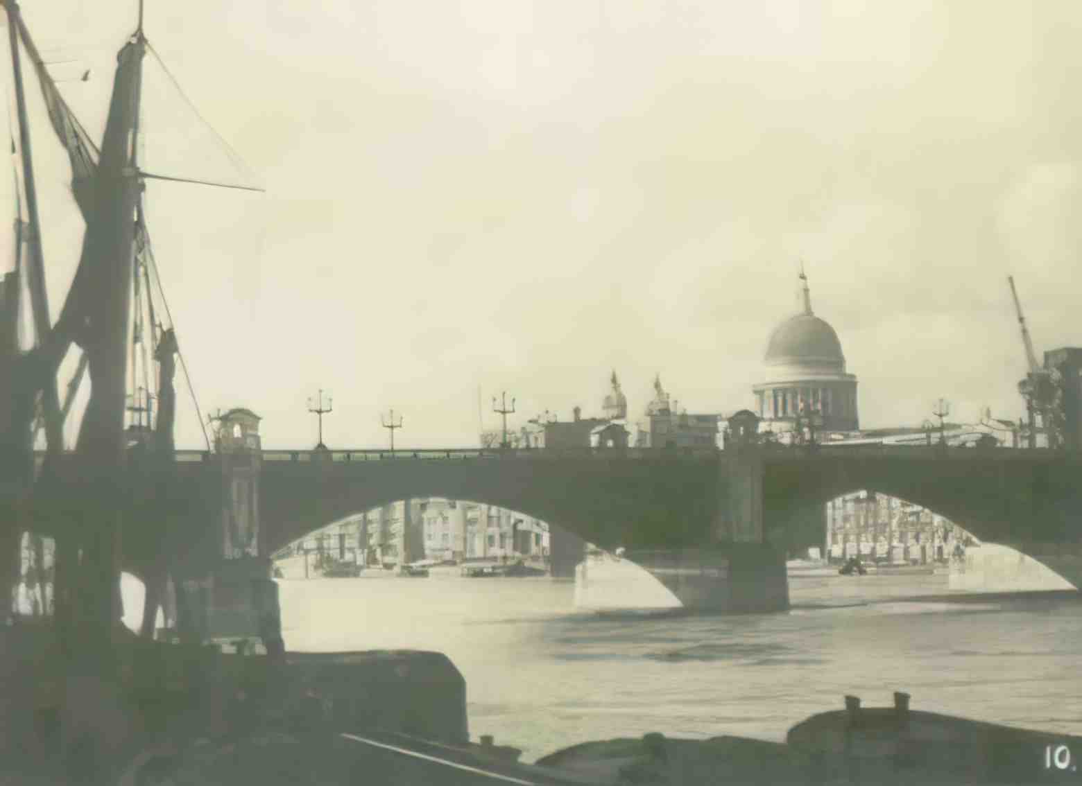 London St Pauls Cathedral and Southwark Bridge Vintage A4 Photo Print