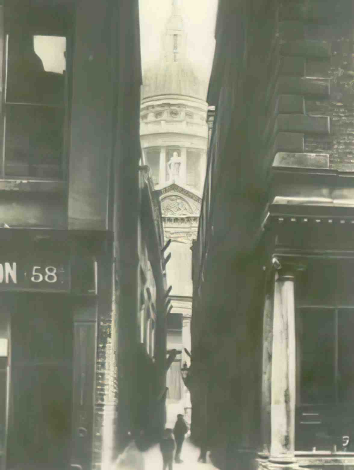 London St Pauls Cathedral from Cannon Alley Vintage A4 Photo Print