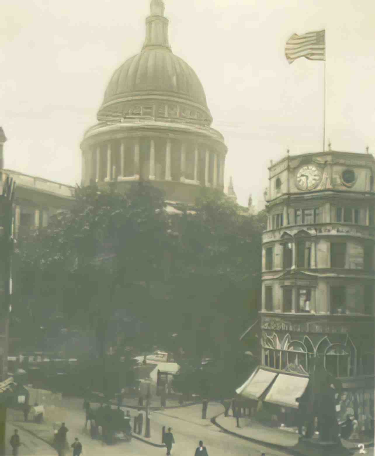 London St Pauls Cathedral from Cheapside Vintage A4 Photo Print