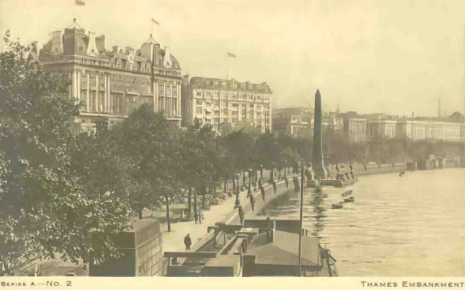 London Thames Embankment Vintage A4 Photo Print