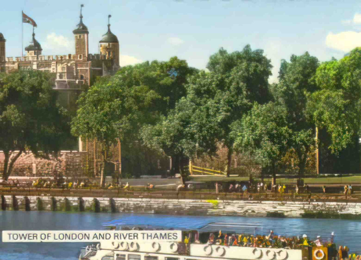 London Tower of London and River Thames 1960s Vintage A4 Photo Print