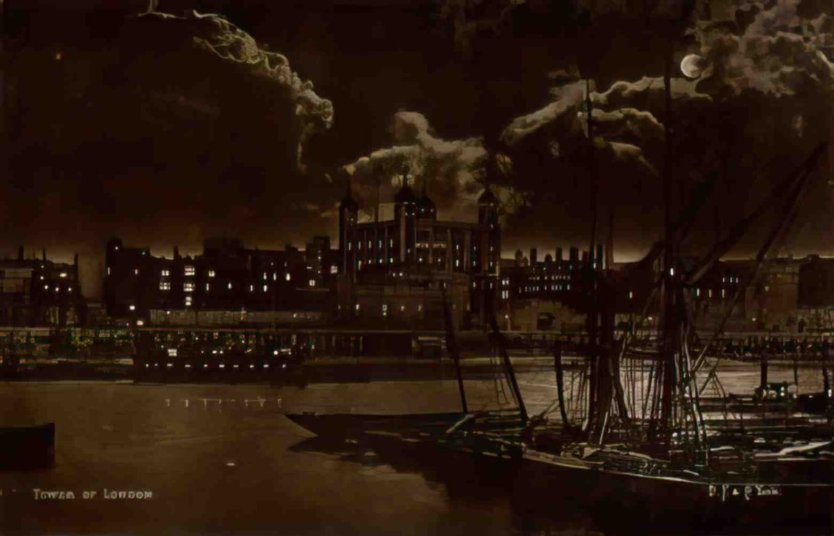 London Tower of London at night Vintage A4 Photo Print