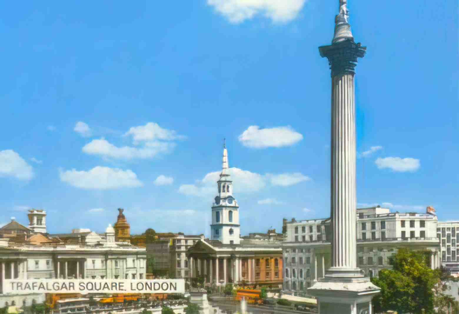 London Trafalgar Square 1960s Vintage A4 Photo Print