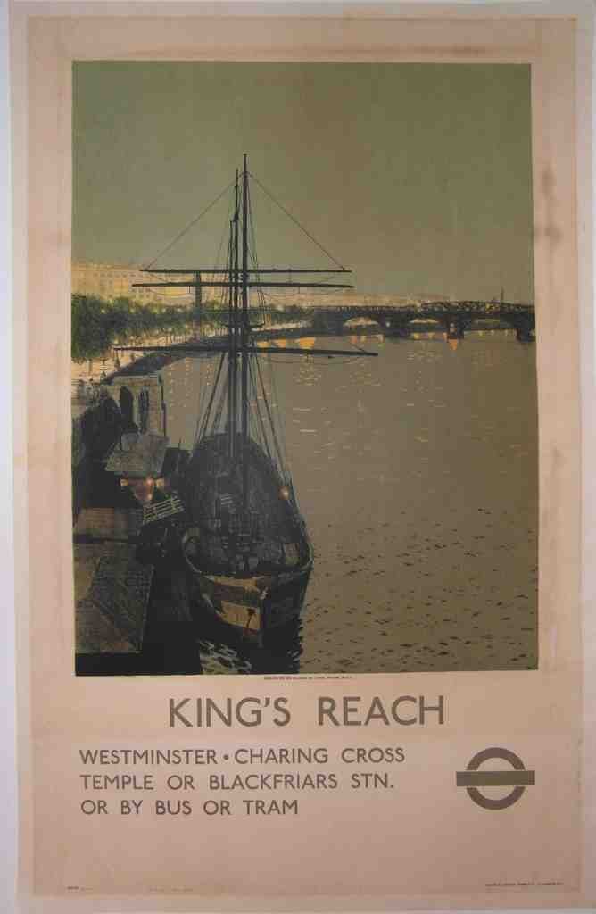 London Underground Poster Kings Reach Charles Pears Vintage Advert A4 Photo Print