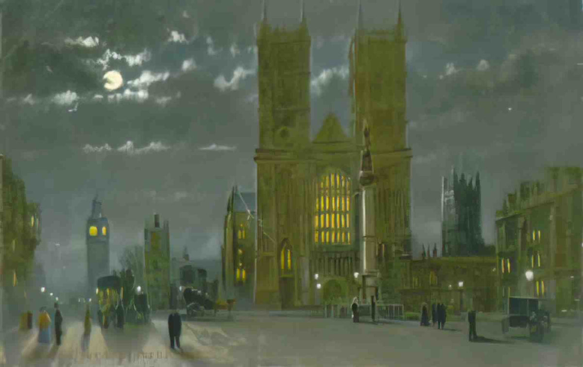 London Westminster Abbey by Moonlight 1904 Vintage A4 Photo Print