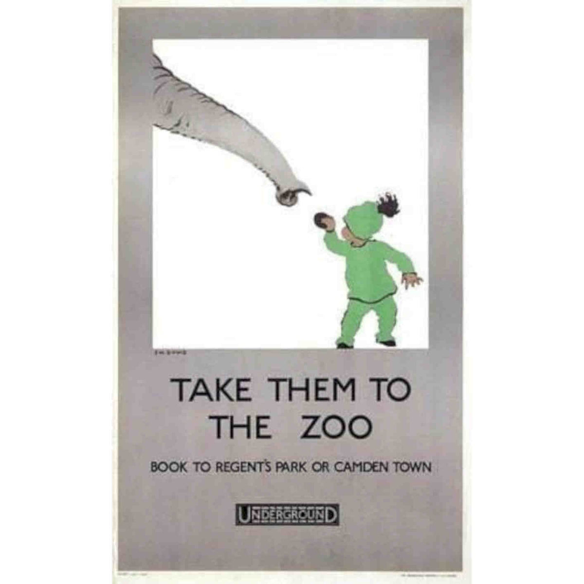 London Zoo Feeding The Elephants Tourism Pri Vintage Retro Advert Poster A4 Pho