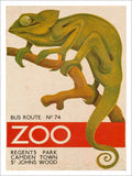 London Zoo Lizard Vintage Retro Advert Poster A4 Photo Print