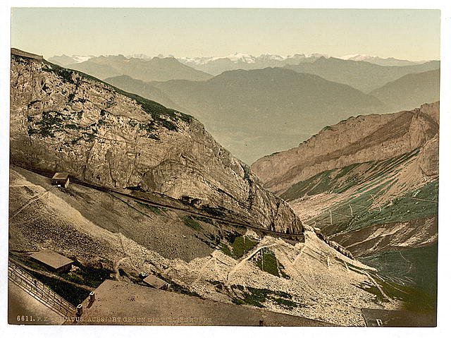 Looking towards Titlis Pilatus Vintage A4 Photo Print
