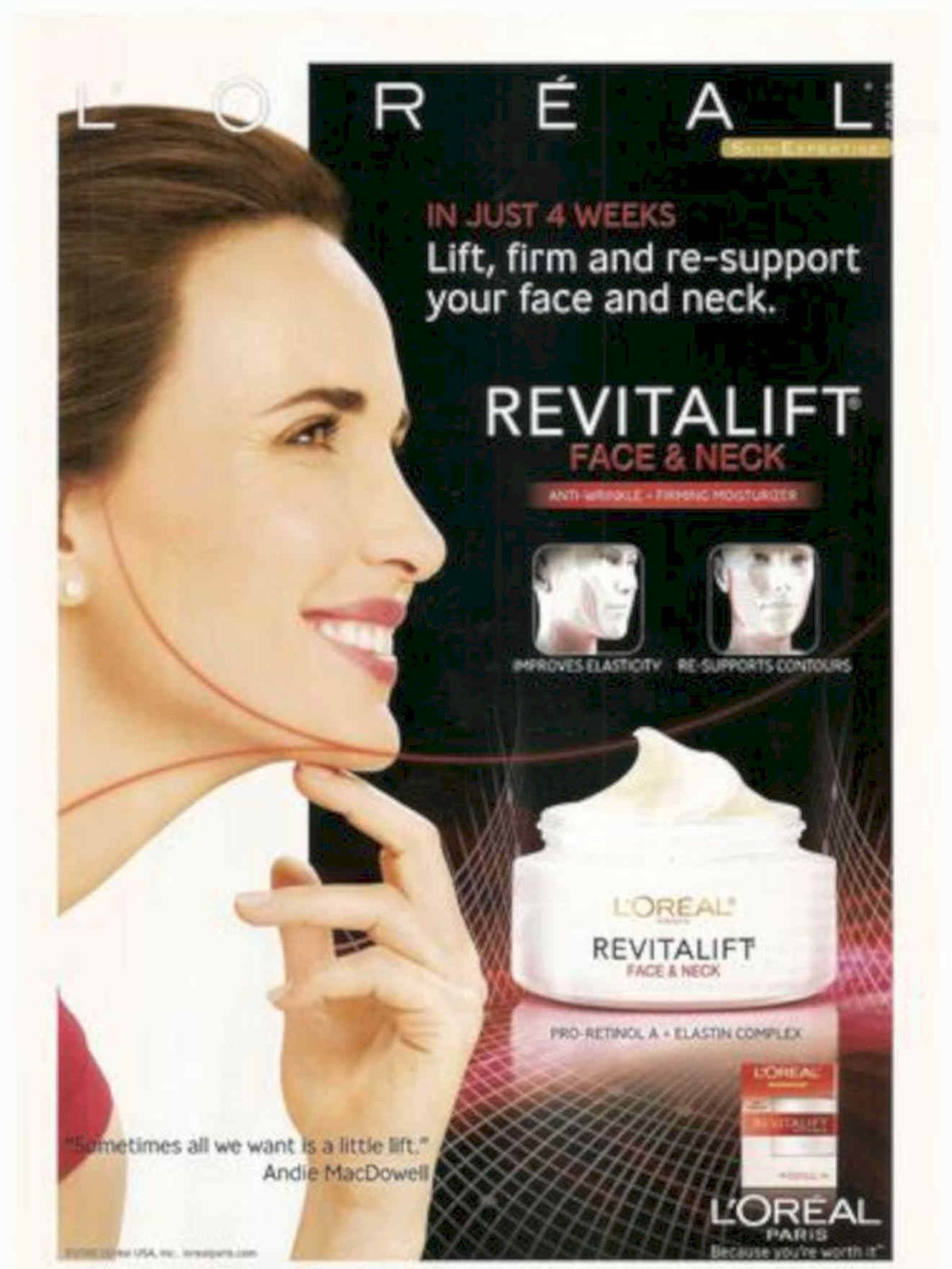 Loreal Revitalift Face Vintage Retro Advert Poster A4 Photo Print