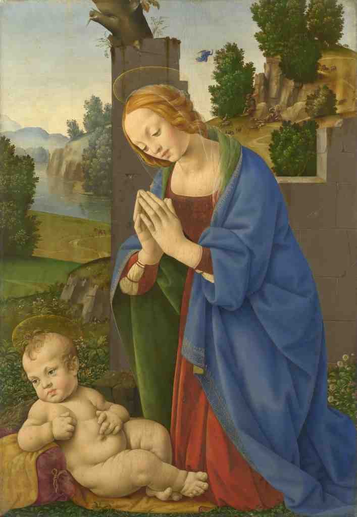 Lorenzo di Credi The Virgin adoring the Child A4 Photo Print