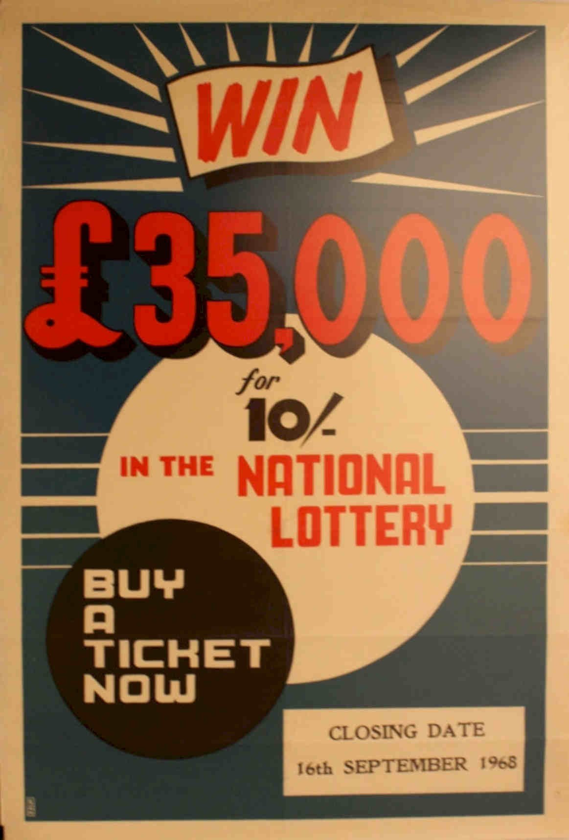 Lottery Poster 1968 Vintage Retro Advert Poster A4 Photo Print