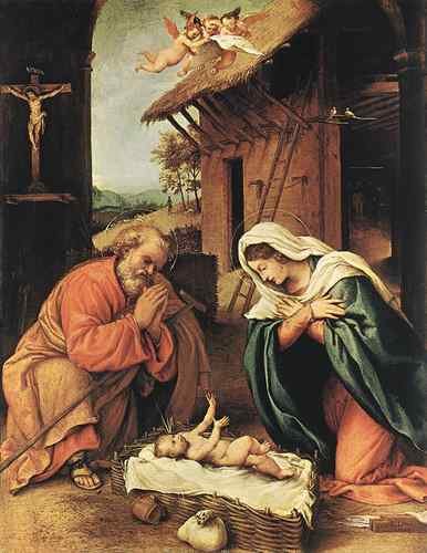 Lotto Lorenzo Nativity 1523  A4 Photo Print