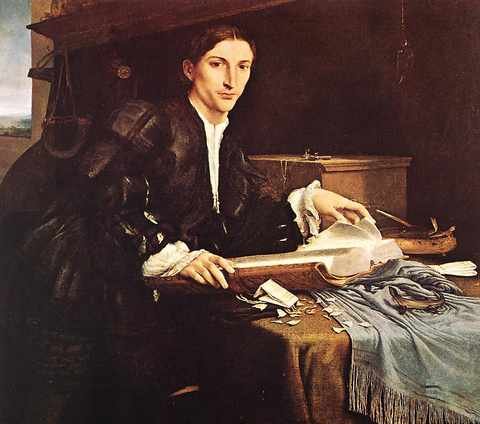 Lotto Lorenzo Portrait Of Gentleman In His Study C1527 A4 Photo Print