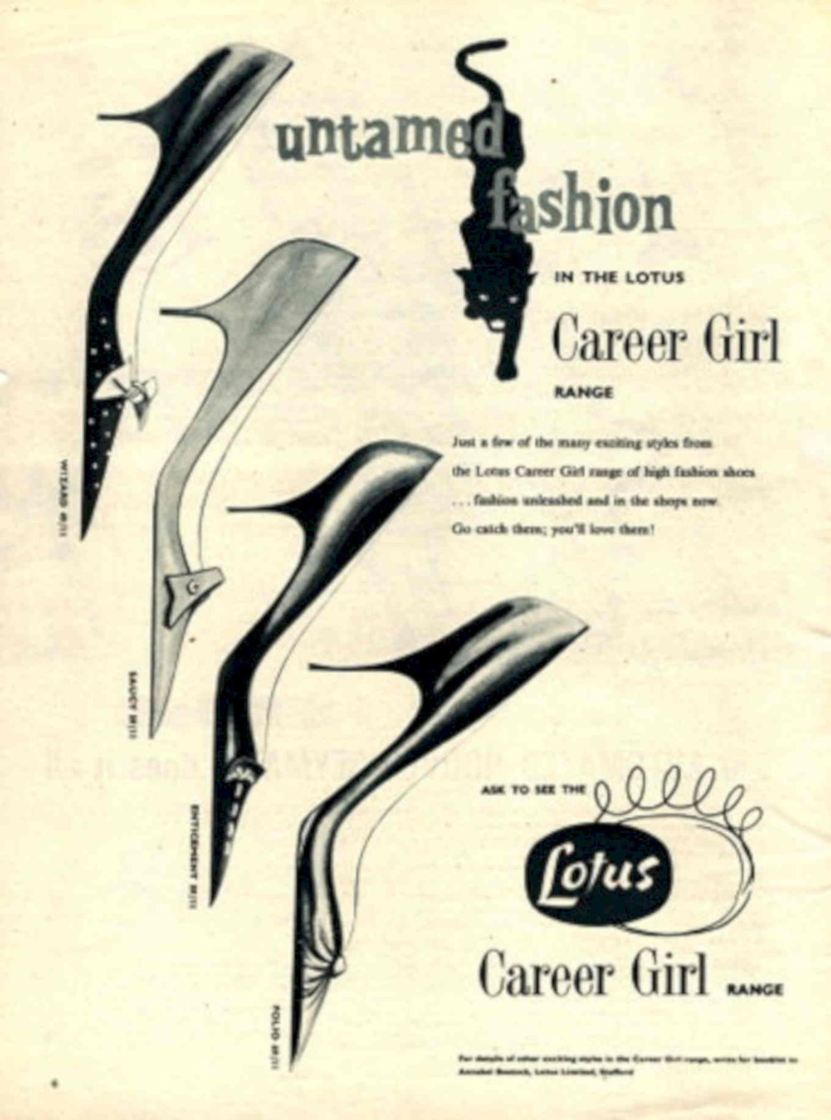 Lotus Career Shoes 1950s Vintage Retro Advert Poster