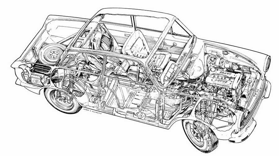 Lotus Cortina cutaway A4 Photo Print