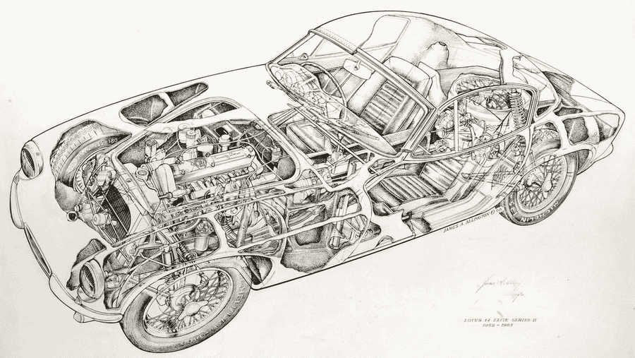 Lotus Elite cutaway A4 Photo Print