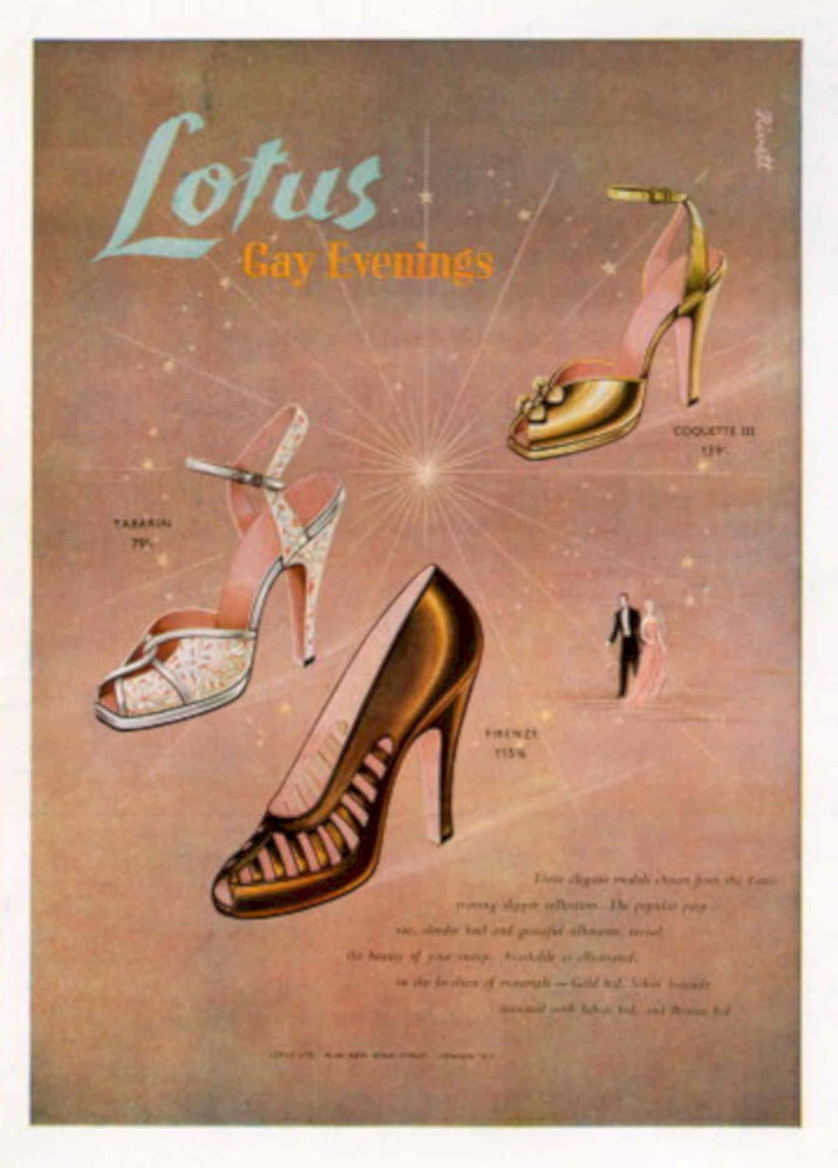 Lotus Gay Evenings 1950s Vintage Retro Advert Poster