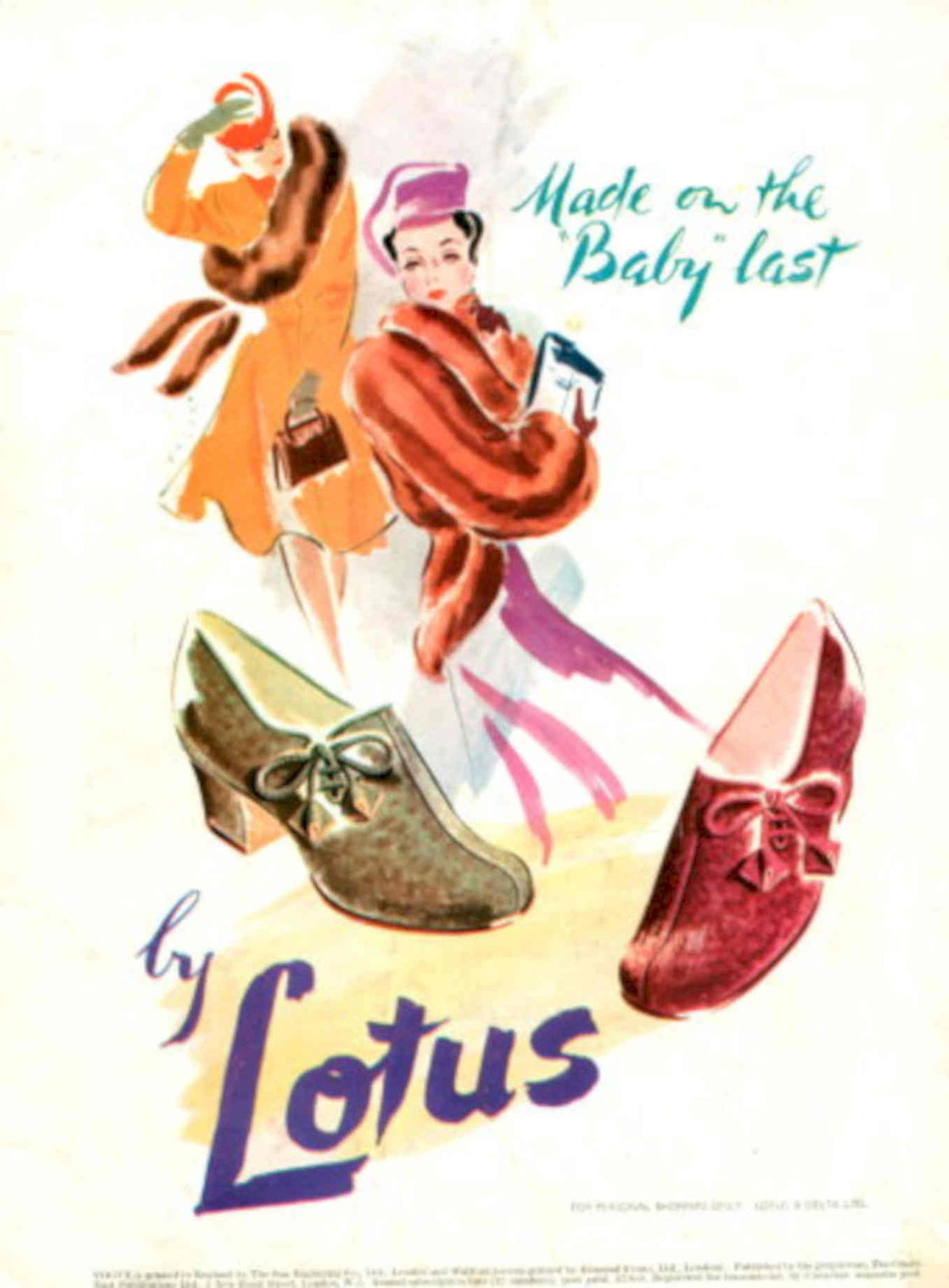Lotus Shoes Vintage 1940s Vintage Retro Advert Poster