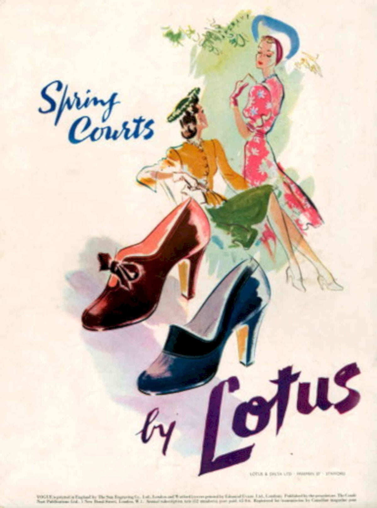 Lotus Spring Courts 1940s Vintage Retro Advert Poster