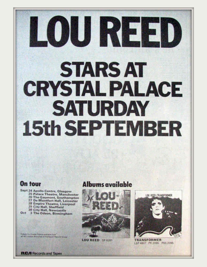 Lou Reed Crystal Vintage Retro Advert Poster A4 Photo Print
