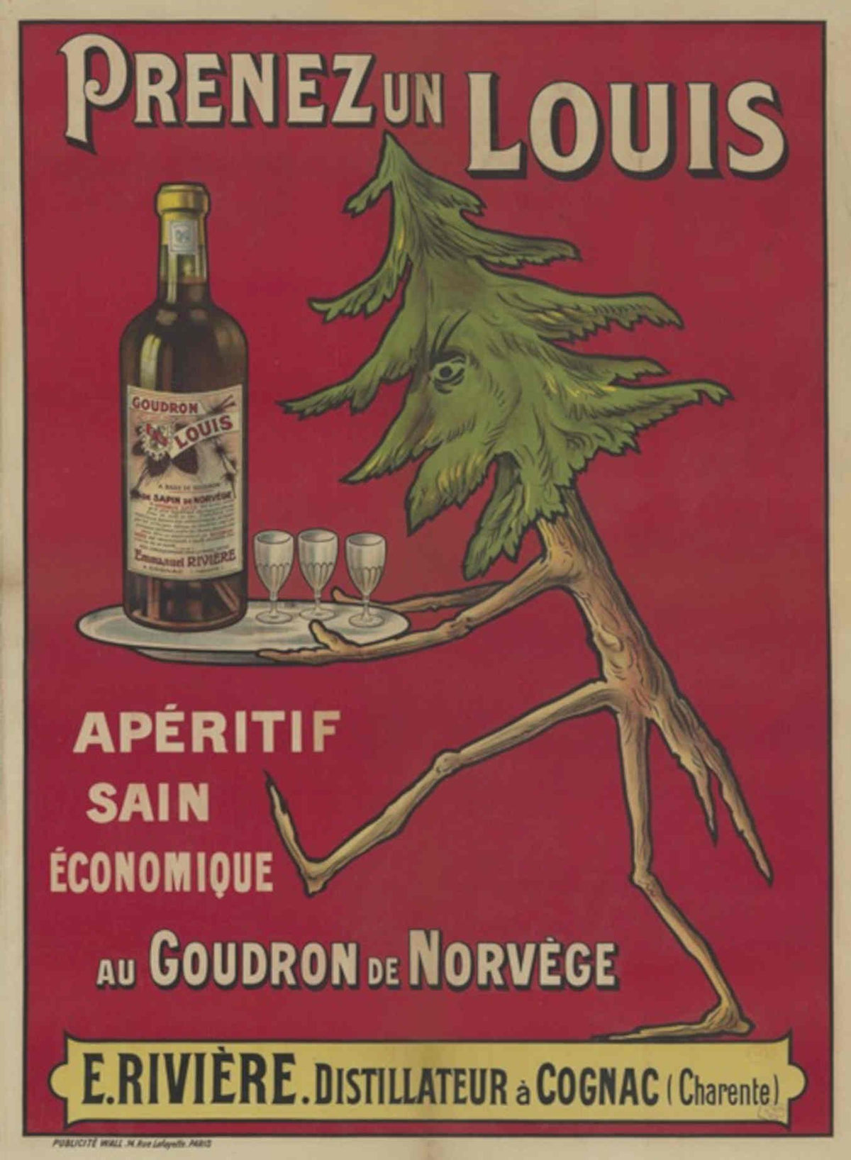 Louis Cognac Tree Vintage Retro Advert Poster