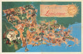 Louisiana Map Bayou Vintage Retro Advert Poster