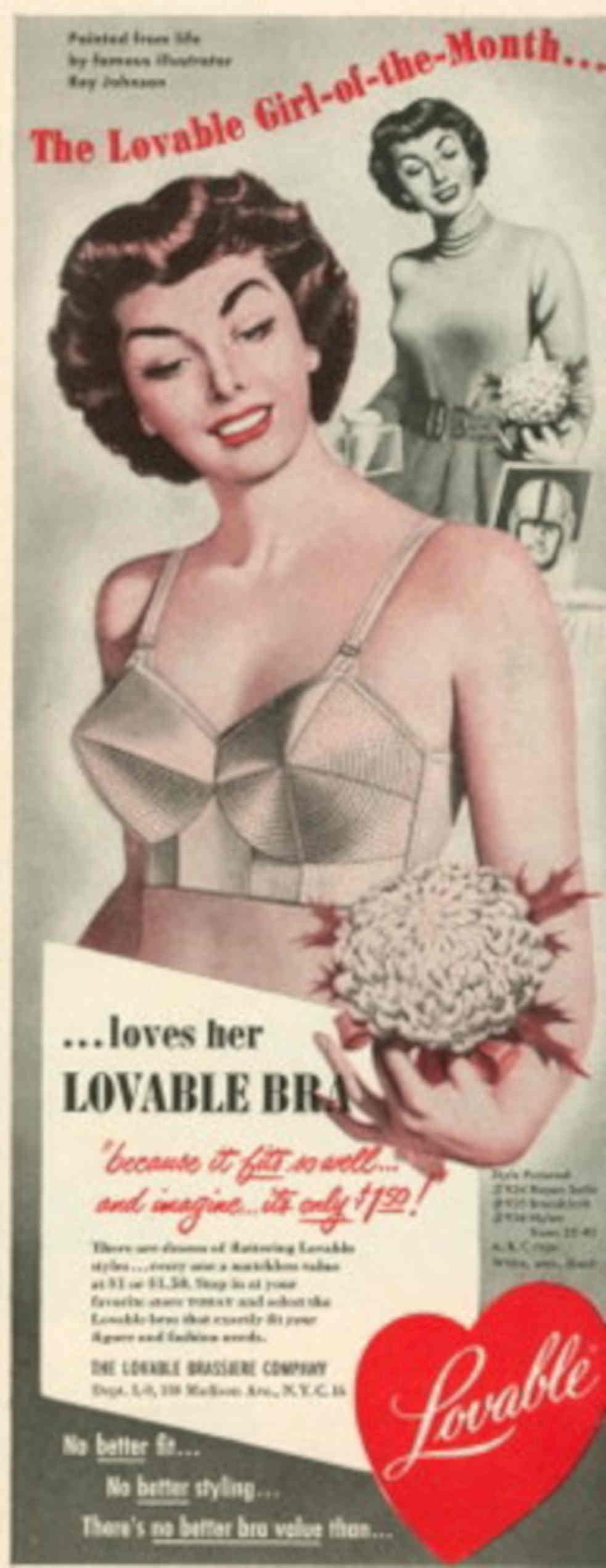 Lovable Bra Vintage 1950s Vintage Retro Advert Poster