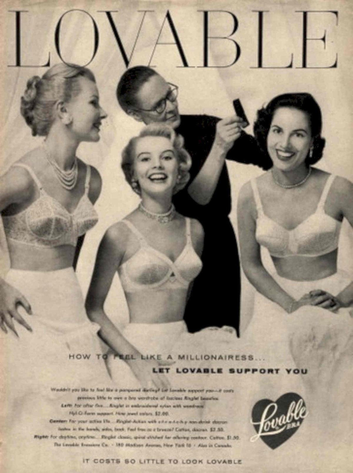 Lovable Lingerie Bras 1940s Vintage Retro Advert Poster