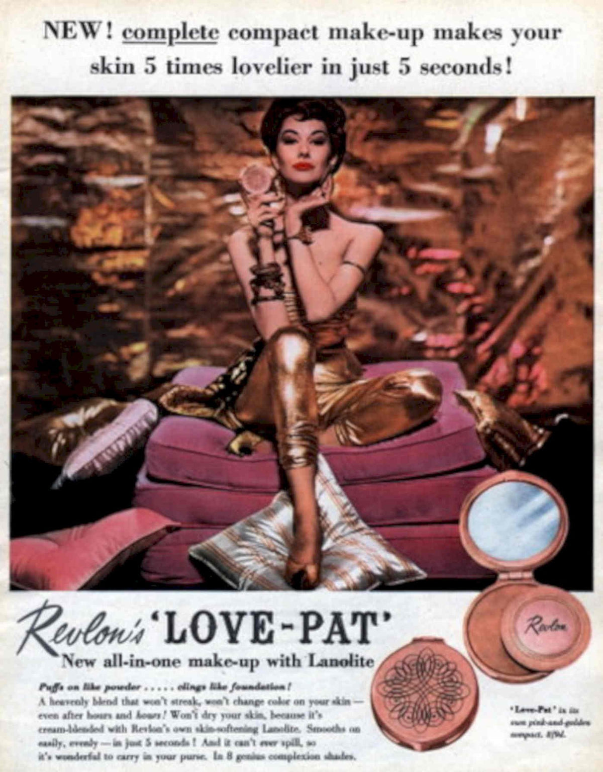 Love Pat Compact 1950s Vintage Retro Advert Poster