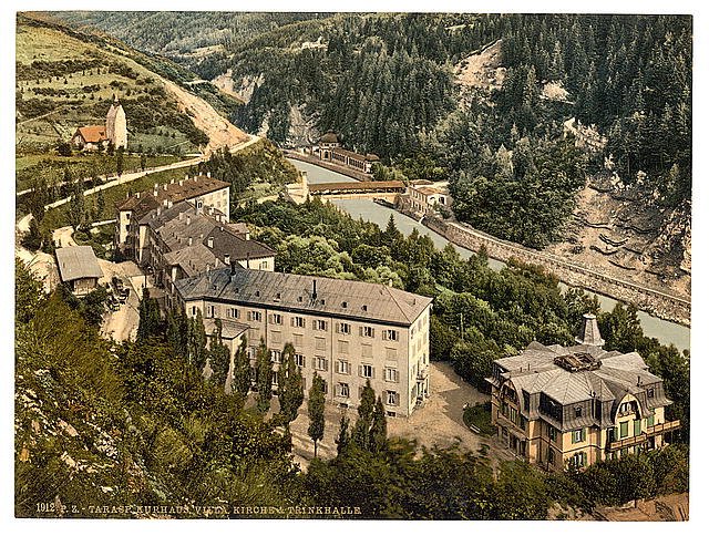 Lower Engadine Tarasp I Kurhaus Grisons Vintage A4 Photo Print