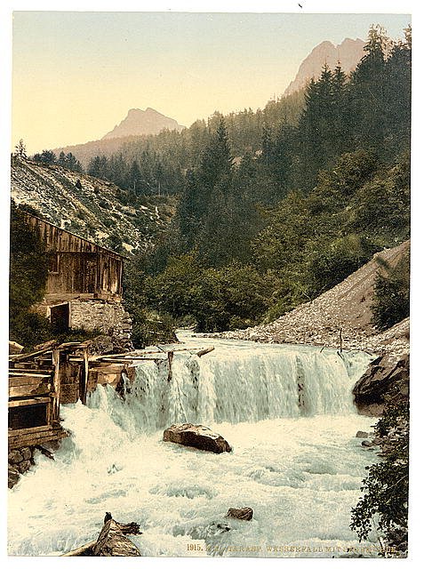 Lower Engadine Tarasp waterfall Grisons Vintage A4 Photo Print
