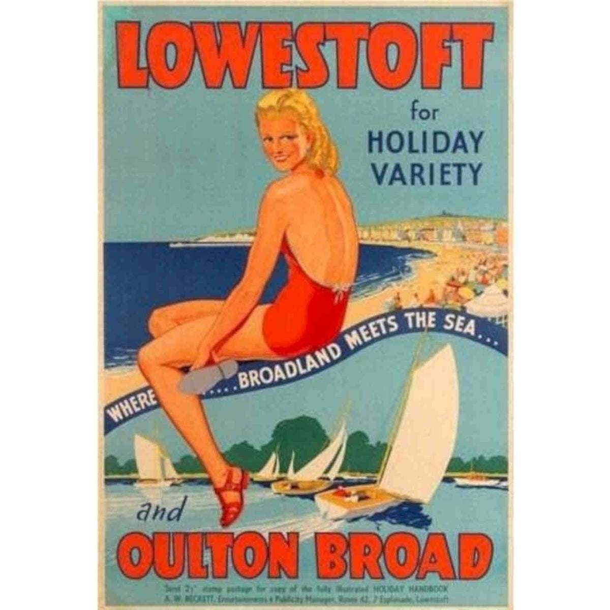 Lowestoft Uk Tourism Rk 822 Vintage Retro Advert Poster A4 Photo Print