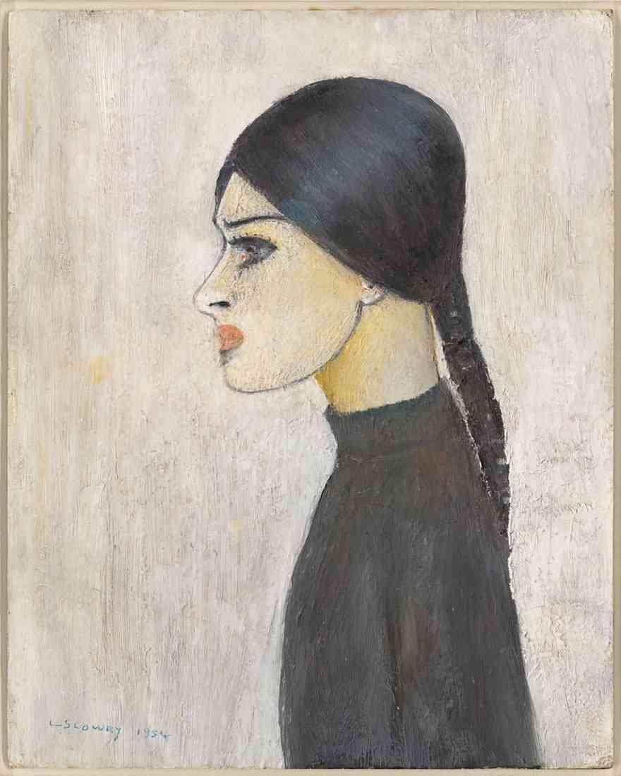 Lowry portrait of ann with plait and black jumper 10x8 A4 Photo Print