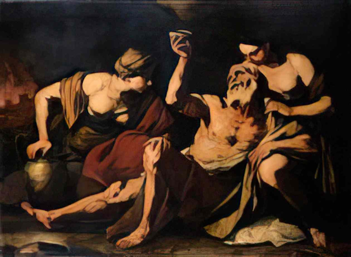Luca Giordano lot and his daughters 1665 Art A4 Photo Print