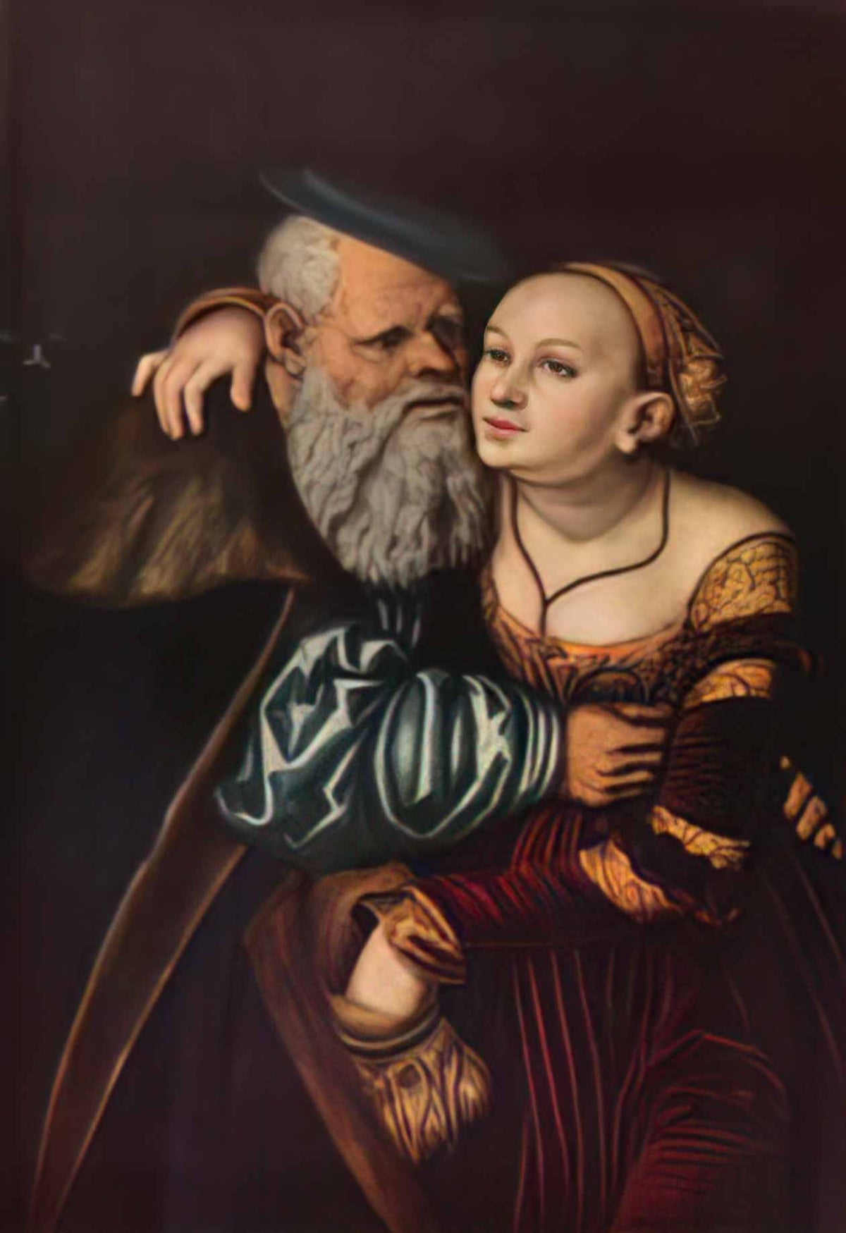 Lucas Cranach the Elder the old man in love 1537 Art A4 Photo Print