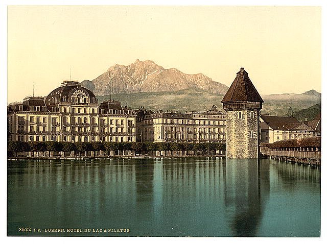 Lucerne Hotel du Lac Pilatus Vintage A4 Photo Print