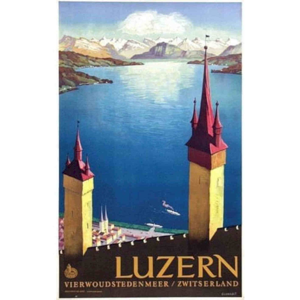 Lucerne Switzerland Tourism Artw Vintage Retro Advert Poster A4 Photo Print