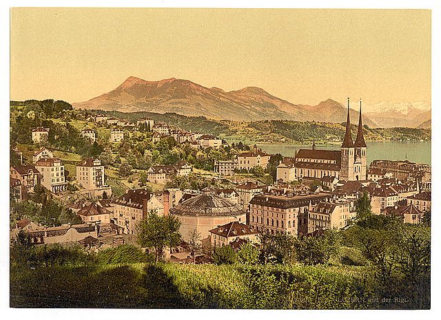 Lucerne and the Rigi Lake Lucerne Vintage A4 Photo Print