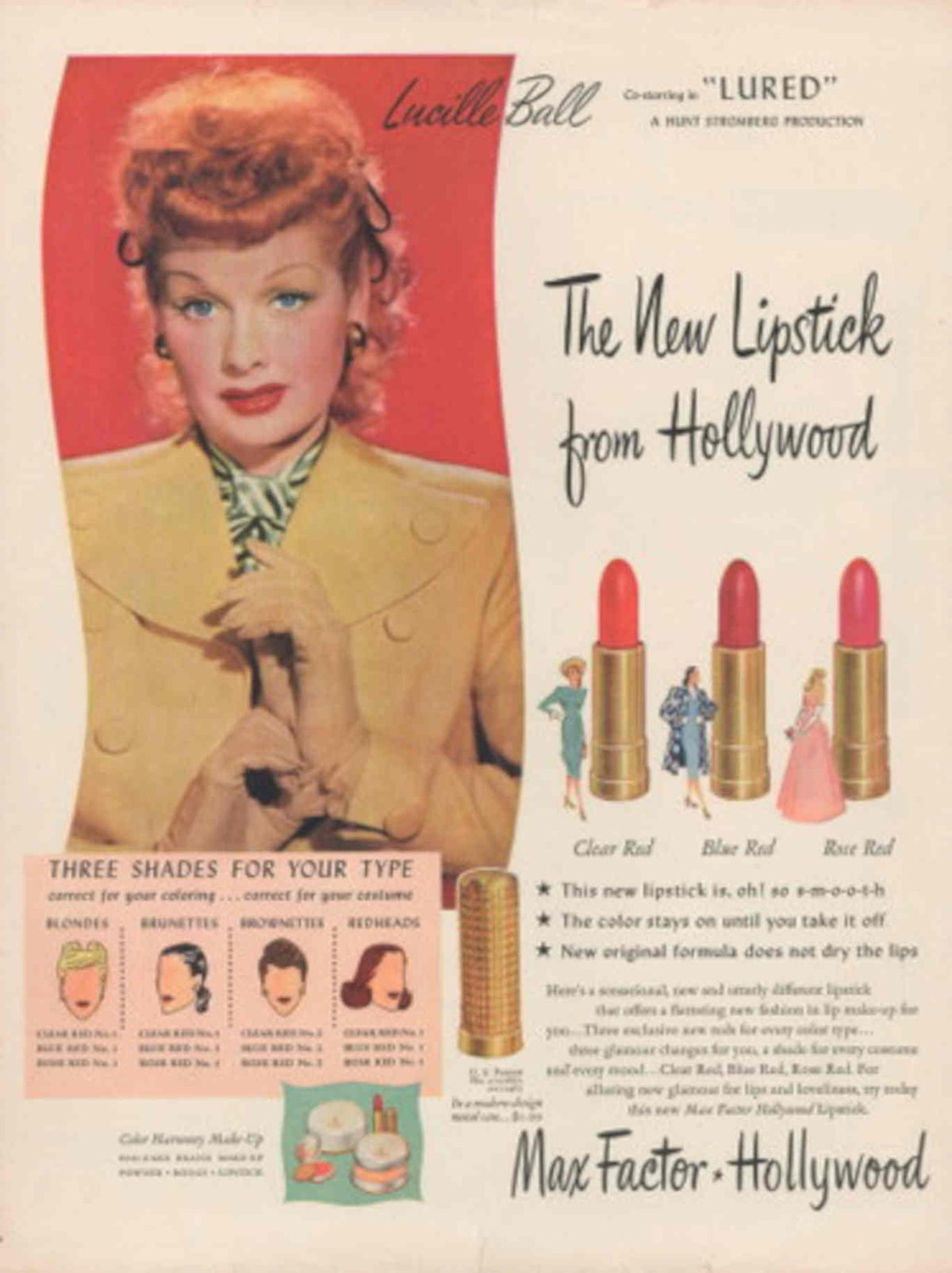 Lucille Ball Lipstick 1950s Vintage Retro Advert Poster