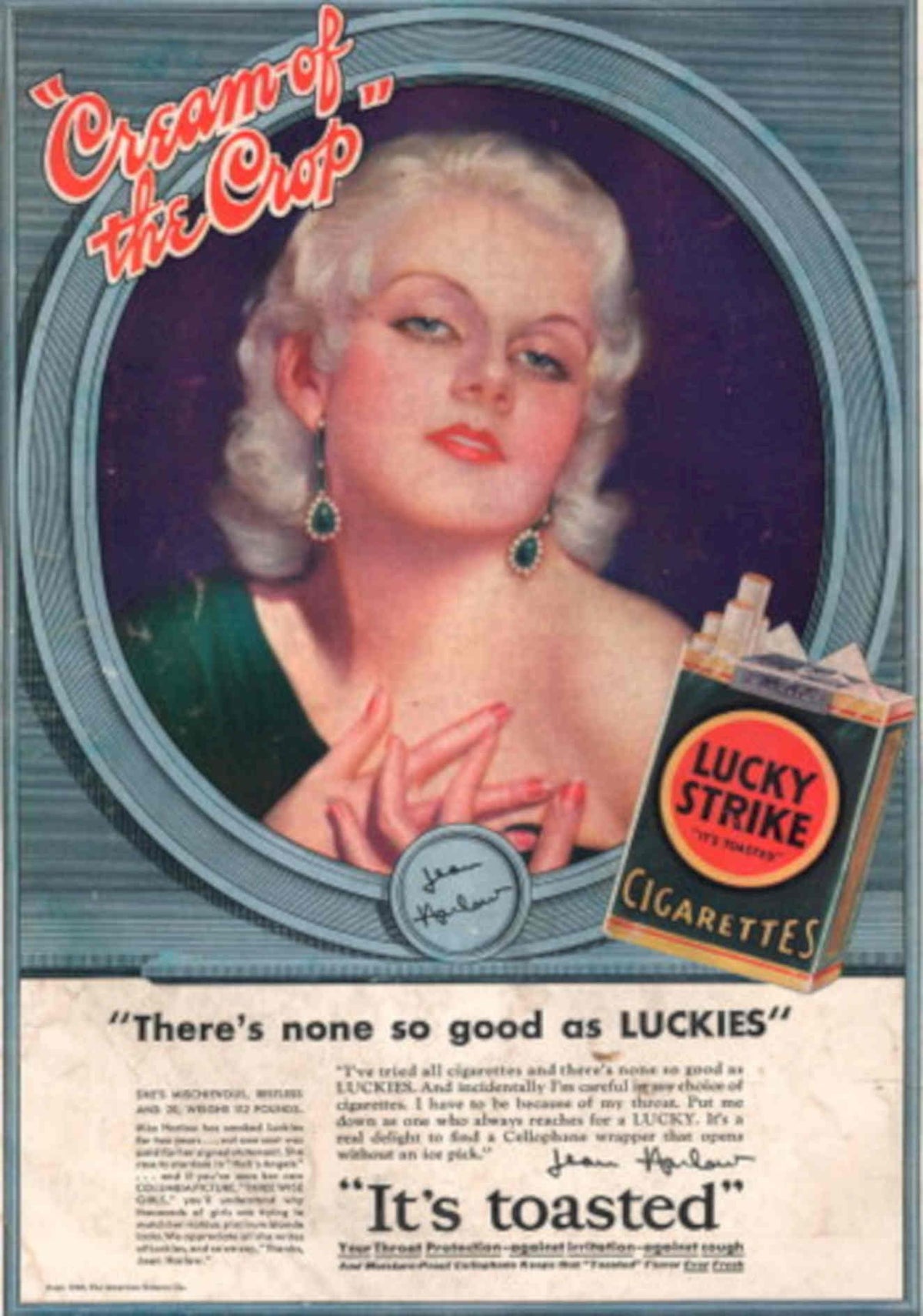 Lucky Strike Blonde 1930s Vintage Retro Advert Poster