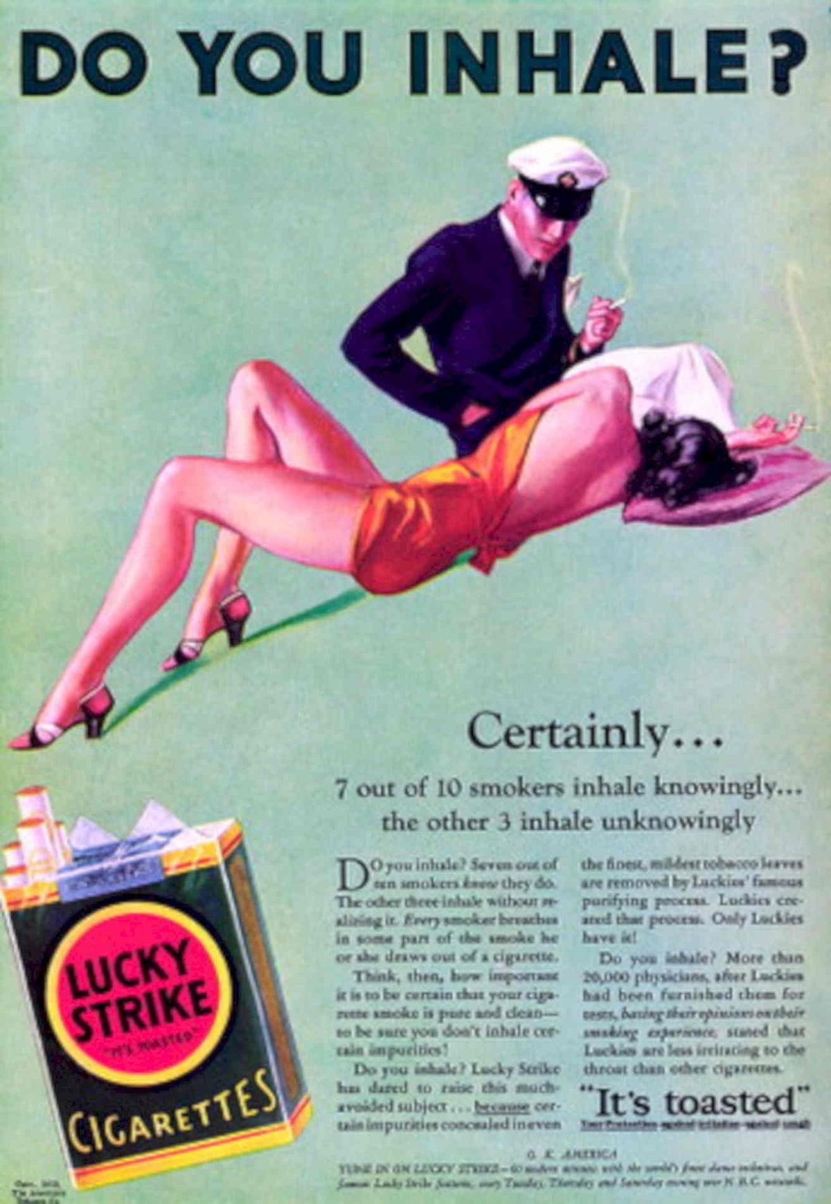Lucky Strike Cigarette 2 1930s Vintage Retro Advert Poster