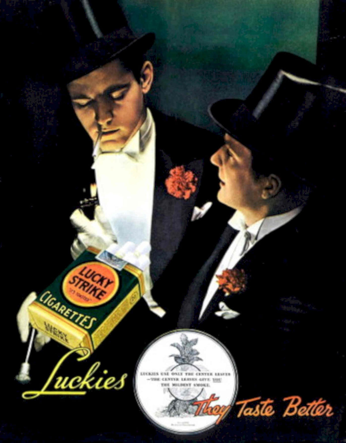 Lucky Strike Men 1930s Vintage Retro Advert Poster