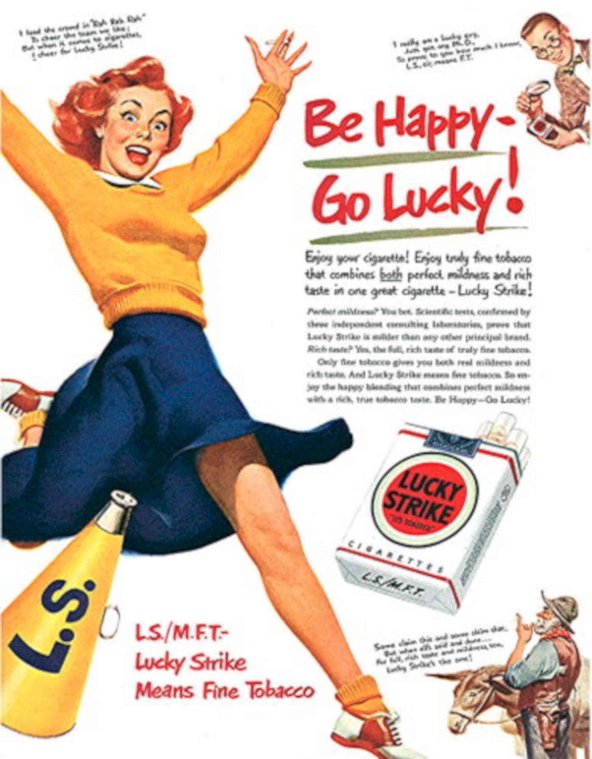 Lucky Strike Woman 1950s Vintage Retro Advert Poster