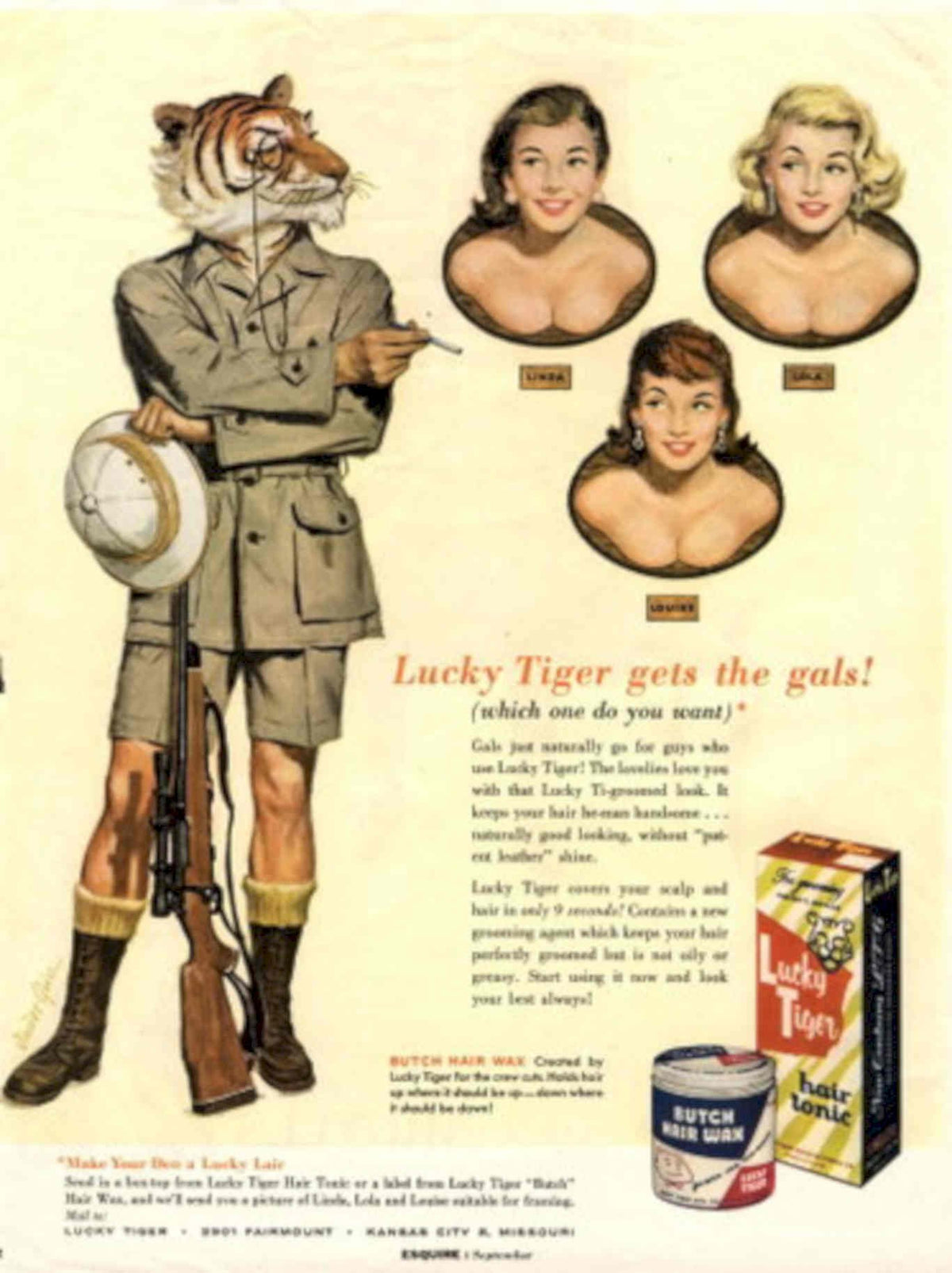 Lucky Tiger Soldiers 1950s Vintage Retro Advert Poster